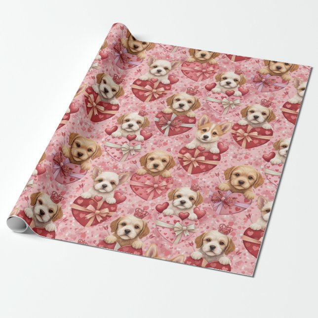 Papel de embrulho dos cachorrinhos do Dia dos Namo (Desenrolado)