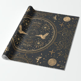 Papel de embrulho Dourado Celestial – Estrelas Gót
