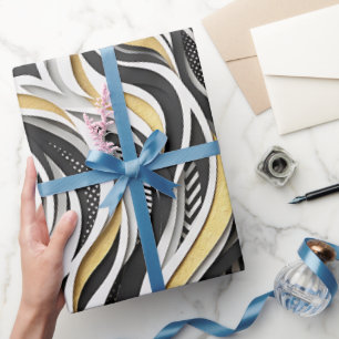 Papel de embrulho dourado com silhueta de cabeça d
