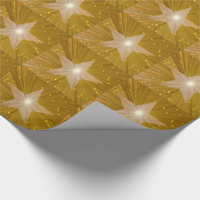 Papel de embrulho Dourado impressão de estrela (Ponta)