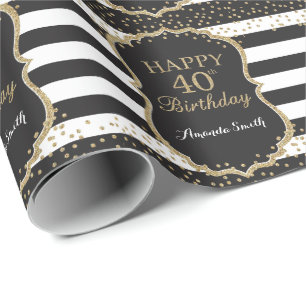 Papel de embrulho Dourado para aniversário de 40 