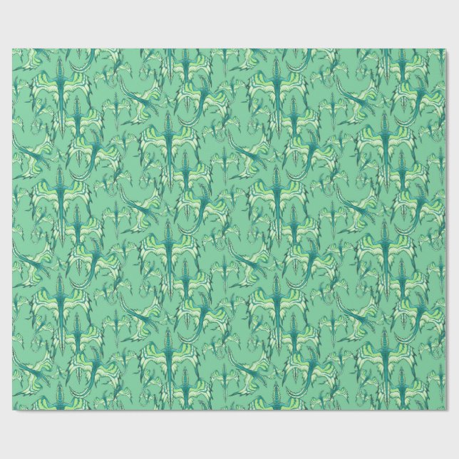 Papel de embrulho Dragão Verde Menta (Aberto)