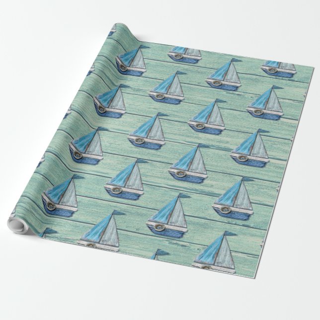 Papel de embrulho Driftwood Beach Jade, design iat (Desenrolado)