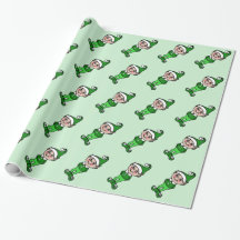 Papel de embrulho duende de Natal verde