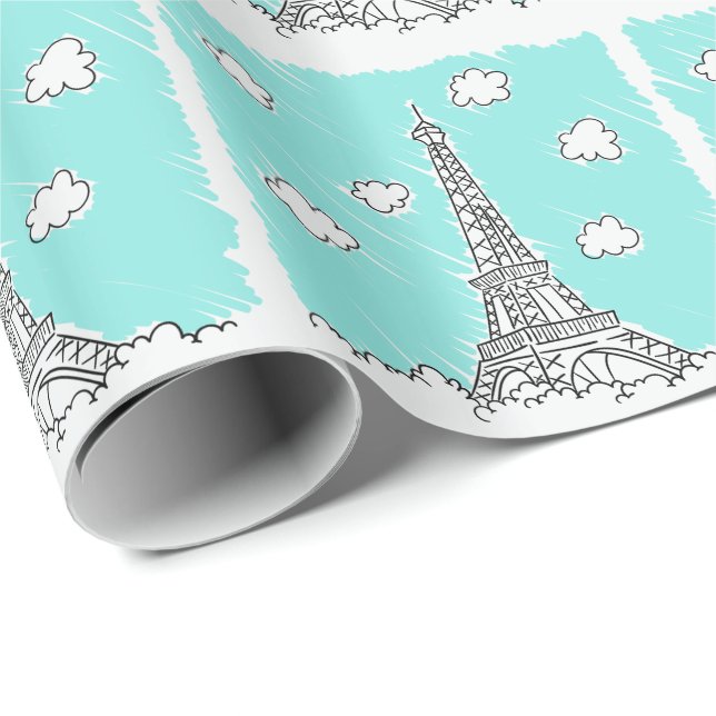 Papel de embrulho Eiffel Tower Illustration (Ponta do rolo)