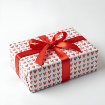 Papel de embrulho Elegante Coração Vermelho Desenh