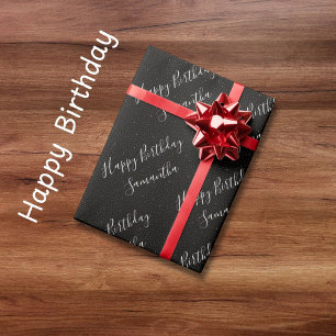 Papel de embrulho elegante de aniversário com nome