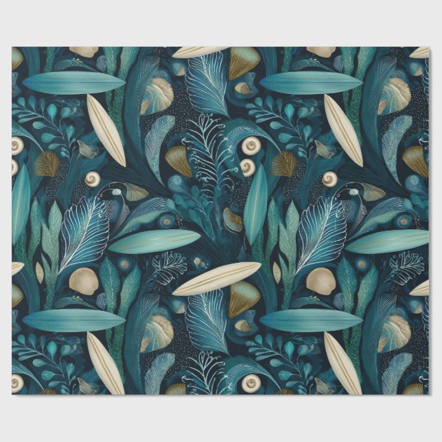 Papel de embrulho elegante de prancha de surf e ke (Aberto)