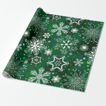 Papel de embrulho em flocos de neve de Natal verde