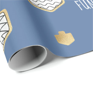 Papel de embrulho em Hanukkah personalizado Dourad