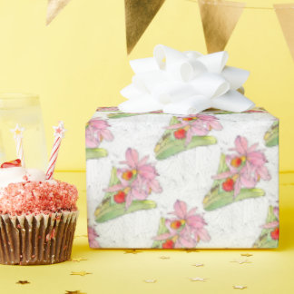 Papel de embrulho em rolo - Orquídea rosa