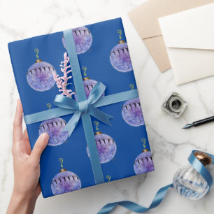 Papel de embrulho - Enfeite de árvore em azul escu