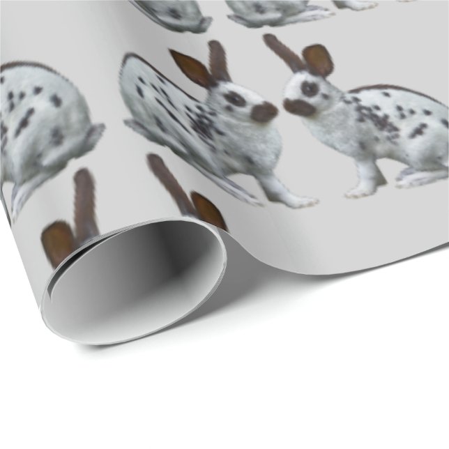 Papel de embrulho English Bunny Frenzy (Cinza Clar (Ponta do rolo)