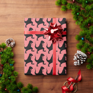 Papel de embrulho engraçado de dinossauro de natal