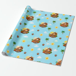 Papel de embrulho engraçado de gato de verão