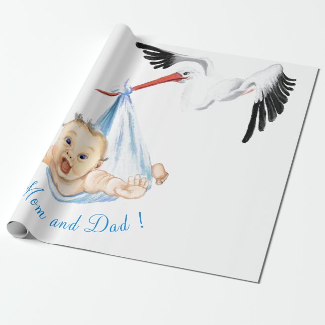 Papel de embrulho engraçado para chá de bebê com c (Desenrolado)
