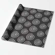 Papel de embrulho espiral branco e preto elegante