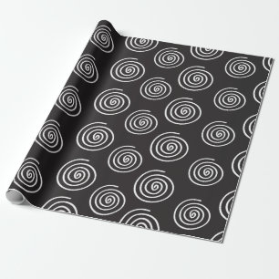Papel de embrulho espiral branco e preto elegante