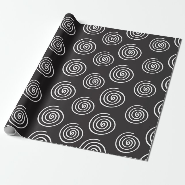 Papel de embrulho espiral branco e preto elegante (Desenrolado)