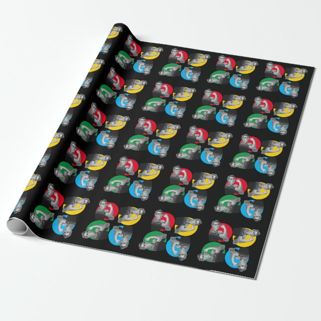 Papel de embrulho estampado ROSIE RIVETER preto (Desenrolado)