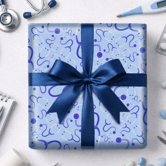 Papel de embrulho estetoscópio tema de saúde azul