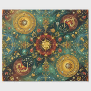 Papel de embrulho Estrela Cadente Dourada de Natal