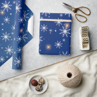 Papel de embrulho estrelado a floco de neve magico