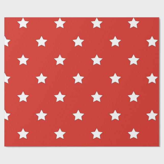 Papel de embrulho estrelado vermelho e branco clás (Aberto)