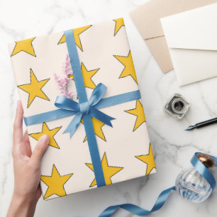 Papel de embrulho Estrelas Amarelas Caprichosas