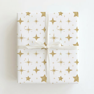 Papel de embrulho Estrelas Douradas de Natal