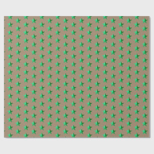 Papel de embrulho estrelas verdes Rustic Kraft