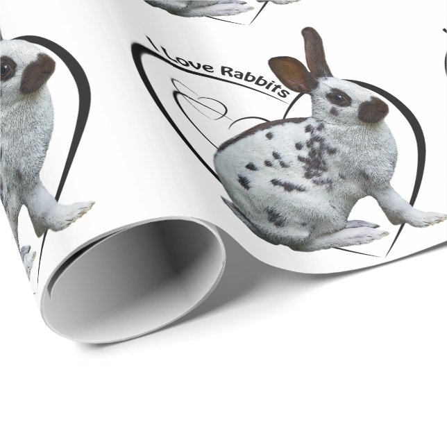 Papel de embrulho Eu Adoro Coelhos (Ponta do rolo)
