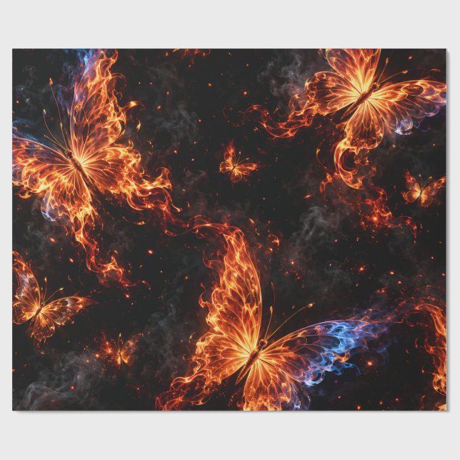 Papel de embrulho fantasia borboleta flamejante (Aberto)