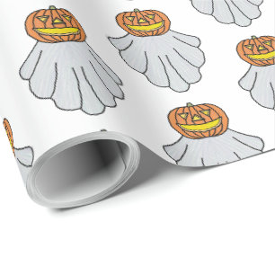 Papel de embrulho - Fantasma de Abóbora (branco)