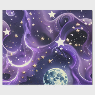 Papel de Embrulho – Fases da Lua Celestial Roxo