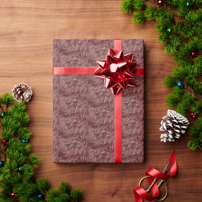 Papel de embrulho Feliz Natal Vermelho (Presente de Natal)