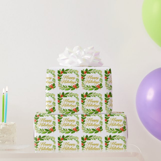 Papel de embrulho 'Felizes Festas' (Presentes para festas)