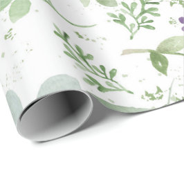 Papel de embrulho feminino verde e lavanda