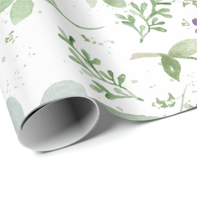 Papel de embrulho feminino verde e lavanda (Ponta do rolo)