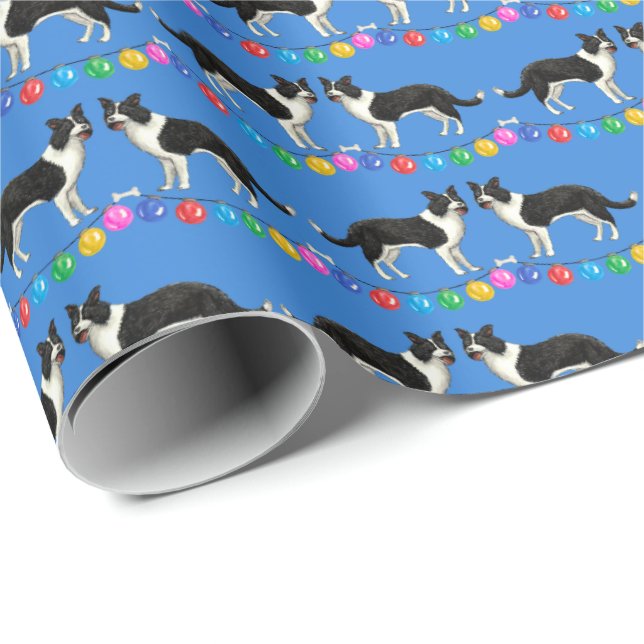 Papel de embrulho Festivo Border Collies (Ponta do rolo)
