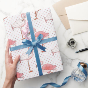 Papel de embrulho Flamingo, de cor rosa-de-praia