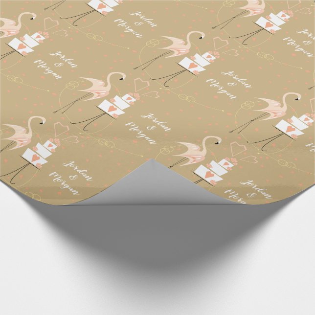 Papel de embrulho Flamingo Wedding Names (Ponta)