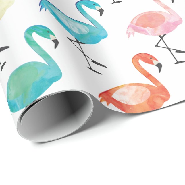 Papel de embrulho - Flamingos multicoloridos (Ponta do rolo)