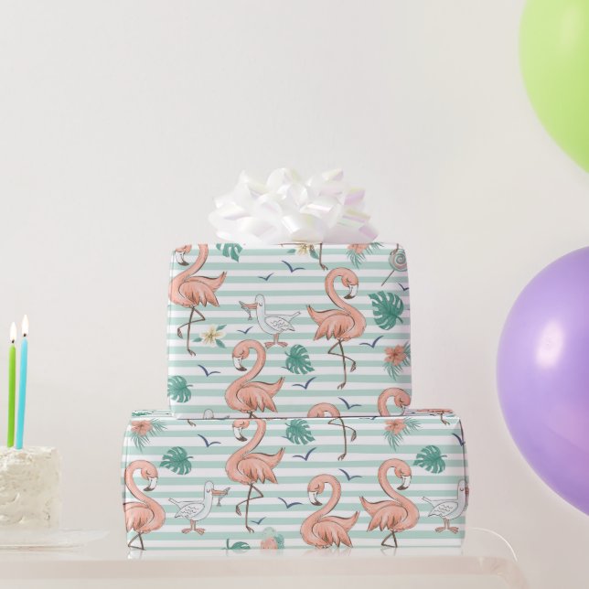 Papel de embrulho Flamingos Rosa (Presentes para festas)