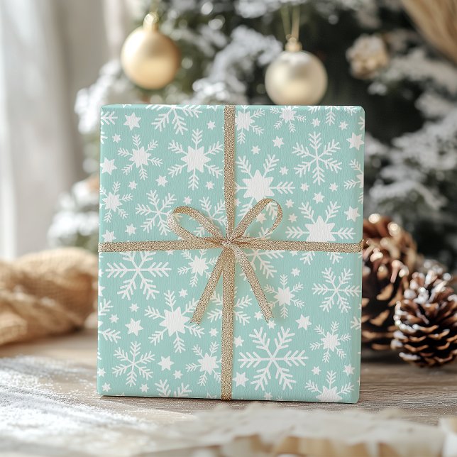 Papel de embrulho floco de neve branco e azul (Criador carregado)