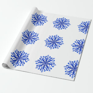 Papel de embrulho Flocos de neve azuis
