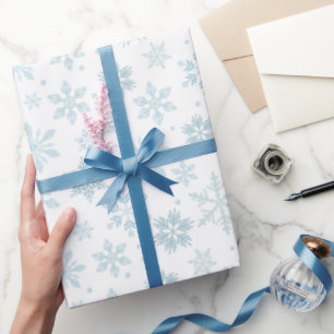 Papel de embrulho Flocos de neve azuis de inverno