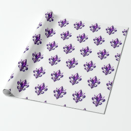 papel de embrulho flor de lis roxo