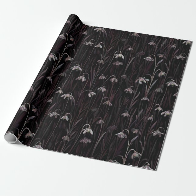 Papel de embrulho Flor de Neve Escuro (Desenrolado)