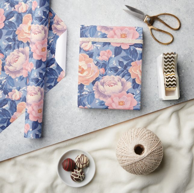 Papel de Embrulho Flor de Rosa Moderna Tropical (Artesanato)